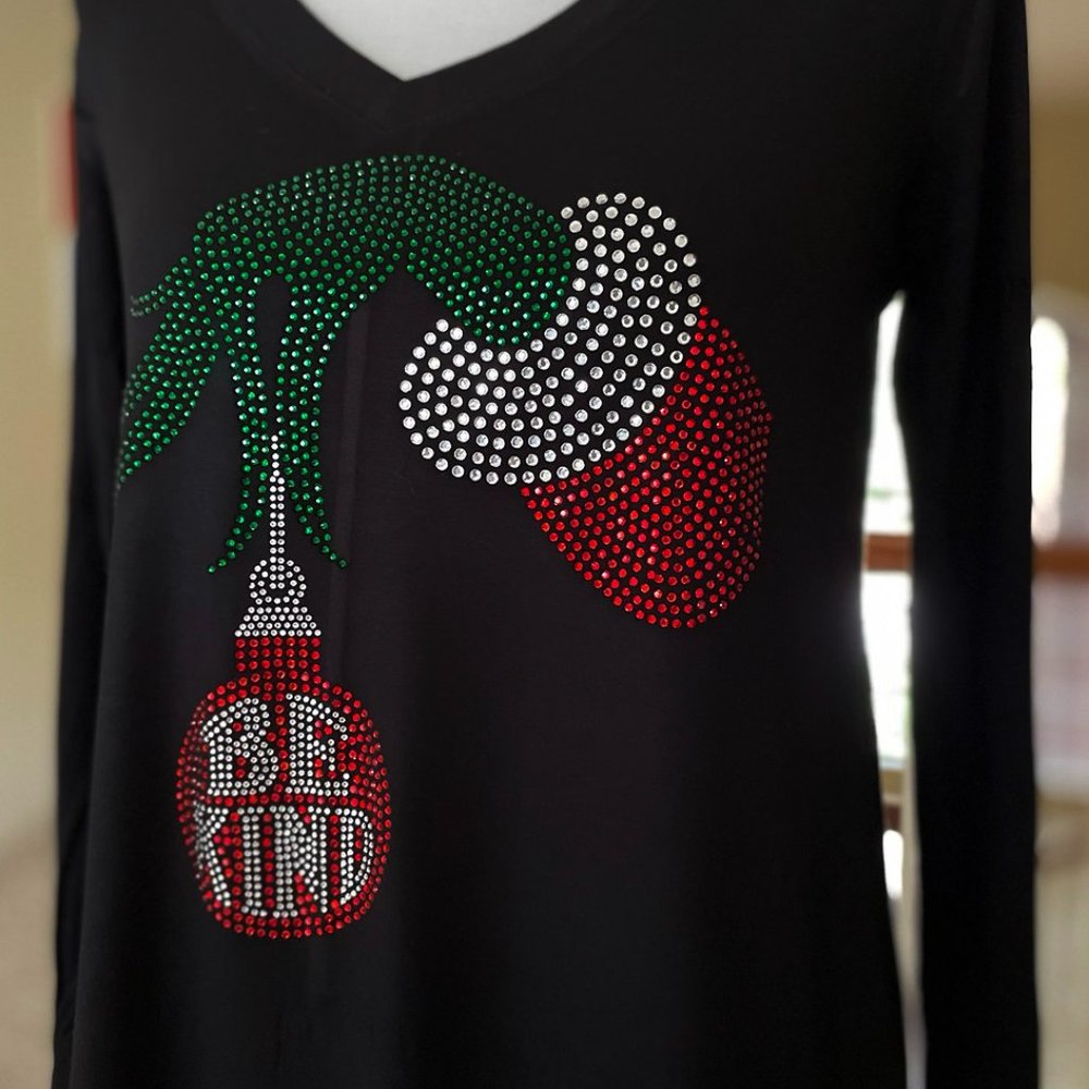 Christmas, Santa, Grinch Rhinestone bling tshirt